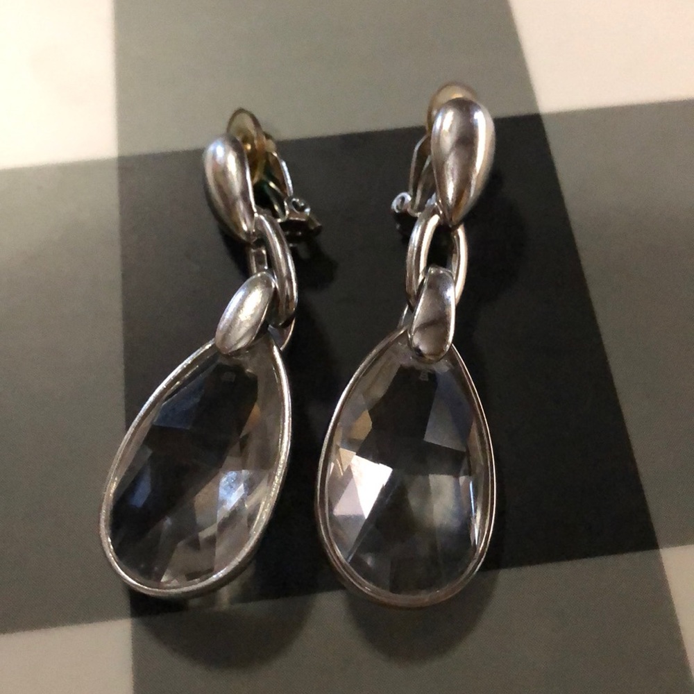 Vintage Large Swarovski Clear Crystal Earrings
